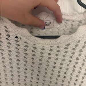 GAP Cream Open Crochet Scoop-Neck Sweater